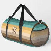 Initialen hinzufügen, Retro Streifen grünbraune Cr Duffle Bag (Rechte Ecke)