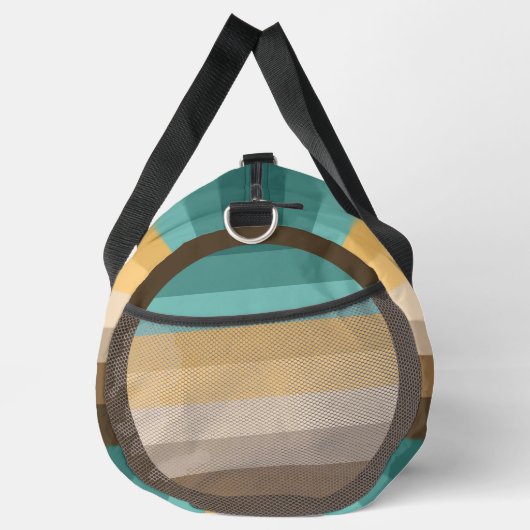 Initialen hinzufügen, Retro Streifen grünbraune Cr Duffle Bag (Rechts)