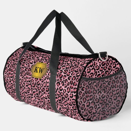 Initialen hinzufügen, Rosa auf rosa Leoparden setz Duffle Bag (Rechte Ecke)