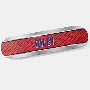 Initialen hinzufügen, Rot mit Silver Gray Steel Lo Skateboard