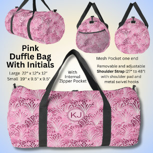 Initialen hinzufügen, Schwarz/Schwarz-Rosa-Abstrac Duffle Bag