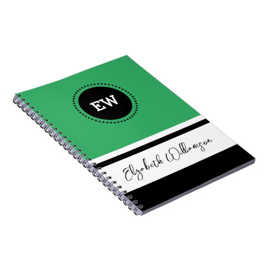 Initialen hinzufügen und grün und schwarz nennen notizblock (Rechte Seite)