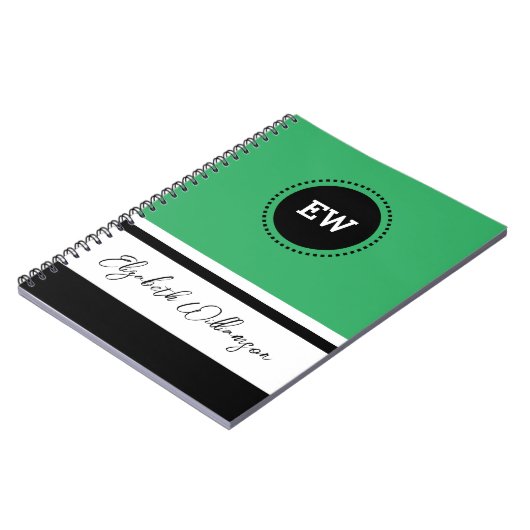 Initialen hinzufügen und grün und schwarz nennen notizblock (Linke Seite)