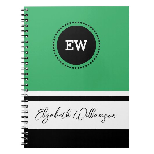 Initialen hinzufügen und grün und schwarz nennen notizblock (Vorderseite)