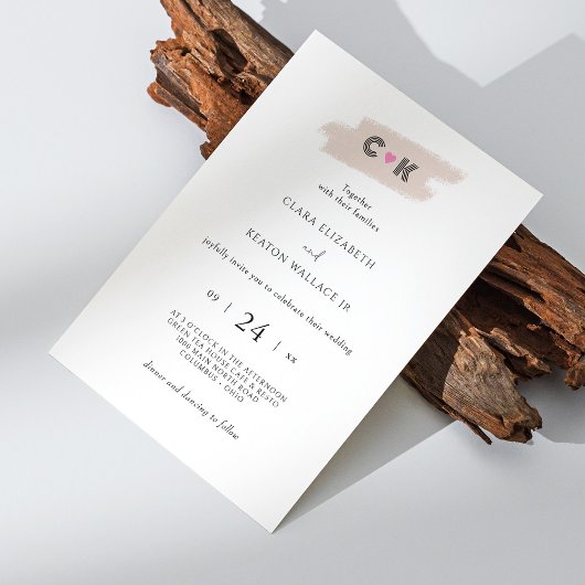 Initialen in der Liebe: Moderne Mit Monogramm Herz Einladung