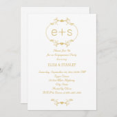 Initialen in einer Goldrahmen-Hochzeitsfeier Einladung (Vorne/Hinten)