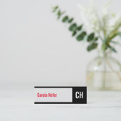 Initialen in rot mini visitenkarte (Stehend Vorderseite)