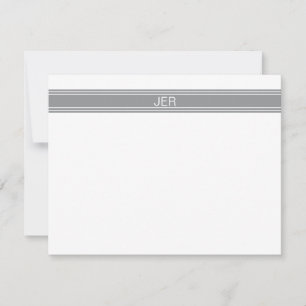 Initialen klassischer grauer weißer Monogramm-Name Mitteilungskarte