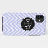 Initialen-lila lila weißes Zickzack Muster Case-Mate iPhone Hülle (Rückseite (Horizontal))