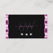 Initialen Luxus Pink und Black Sparkling Diamonds Visitenkarte (Vorderseite)