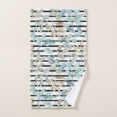Initialen Mädchenhaft Pastell Botanisch Blaue Stre Badhandtuch Set (Handtuch)