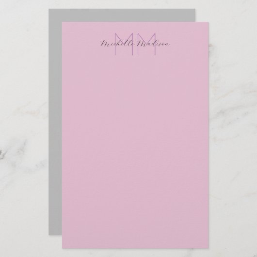 Initialen mit Monogramm moderner Handschriftenname Briefpapier (Vorne/Hinten)
