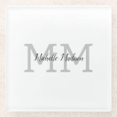 Initialen mit Monogramm moderner Handschriftenname Glasuntersetzer (Vorderseite)