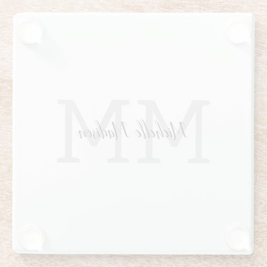 Initialen mit Monogramm moderner Handschriftenname Glasuntersetzer (Rückseite)