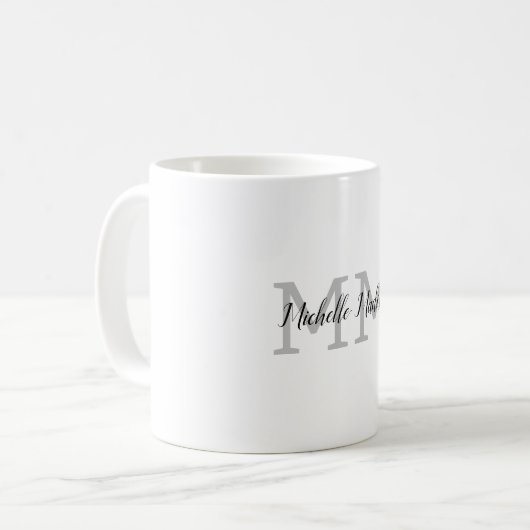 Initialen mit Monogramm moderner Handschriftenname Kaffeetasse (Vorderseite Links)