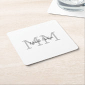 Initialen mit Monogramm moderner Handschriftenname Rechteckiger Pappuntersetzer (angewinkelt)