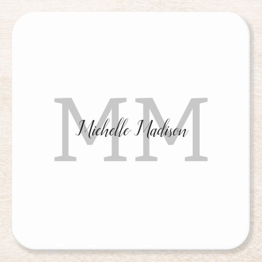 Initialen mit Monogramm moderner Handschriftenname Rechteckiger Pappuntersetzer (Vorderseite)