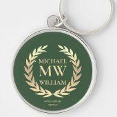 Initialen moderner Green Gold Golfer Monogram Schlüsselanhänger (Vorne)
