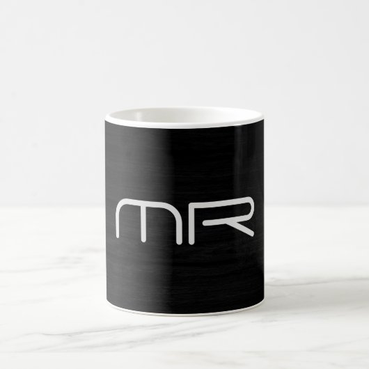 Initialen moderner Monogramm-Schwarz-weißer Name Kaffeetasse (Mittel)