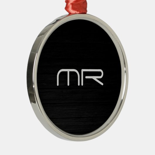 Initialen moderner Monogramm-Schwarz-weißer Name Ornament Aus Metall (Rechts)