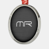 Initialen moderner Monogramm-Schwarz-weißer Name Ornament Aus Metall (Links)
