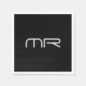 Initialen moderner Monogramm-Schwarz-weißer Name Serviette (Vorderseite)