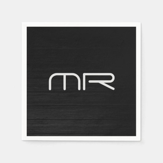 Initialen moderner Monogramm-Schwarz-weißer Name Serviette (Vorderseite)