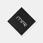 Initialen moderner Monogramm-Schwarz-weißer Name Serviette (Ecke)