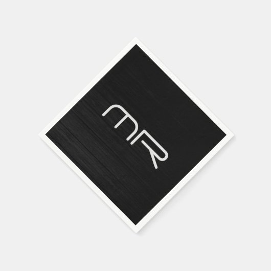 Initialen moderner Monogramm-Schwarz-weißer Name Serviette (Ecke)