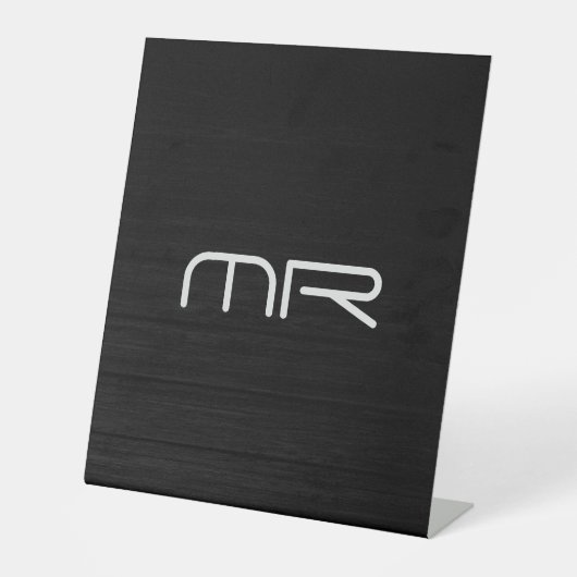 Initialen moderner Monogramm-Schwarz-weißer Name Sockelschild (Vorderseite)