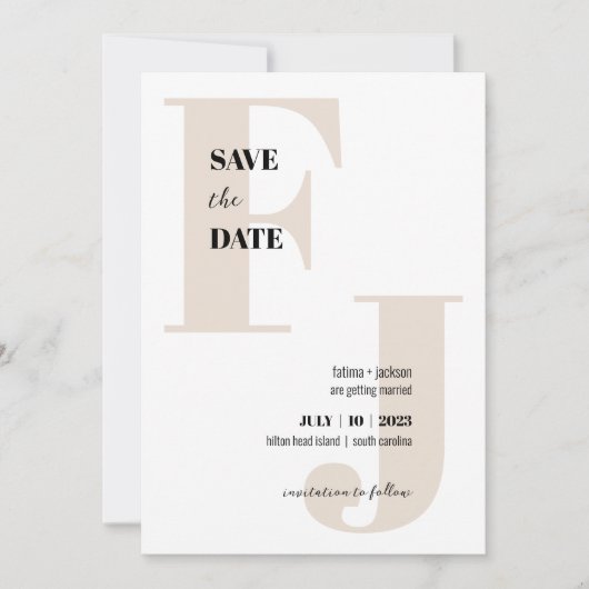 Initialen ・ Modernes Monogramm Save the Date ・ Kla (Vorderseite)