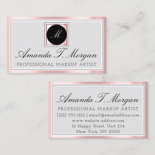 Initialen Monogram Event Planner Pink Gerahmt Mode Visitenkarte (Vorne/Hinten)