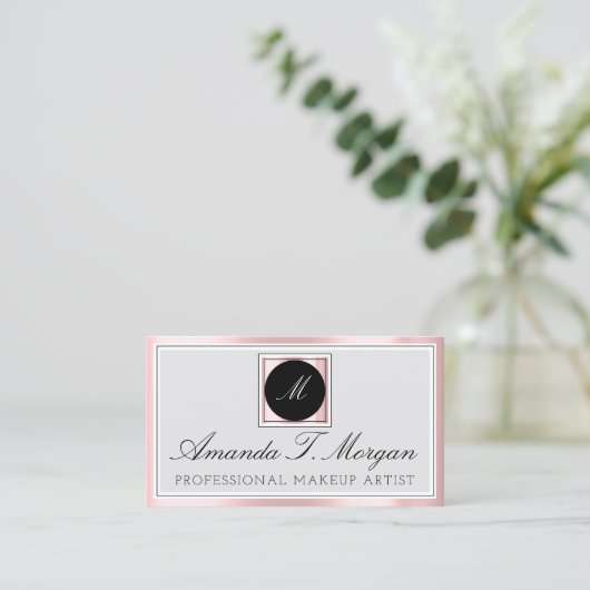 Initialen Monogram Event Planner Pink Gerahmt Mode Visitenkarte (Stehend Vorderseite)