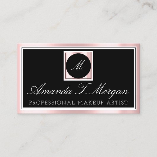 Initialen Monogram Event Planner Pink Schwarz-weiß Visitenkarte (Vorderseite)