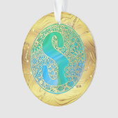 Initialen-Monogramm S Weihnachten - Gold, Teal & B Ornament (Vorderseite)
