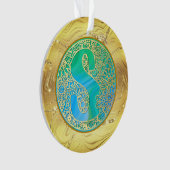 Initialen-Monogramm S Weihnachten - Gold, Teal & B Ornament (Vorderseite)