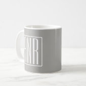 Initialen Monogramm | Weiß auf Hellgrau Kaffeetasse (Vorderseite Links)