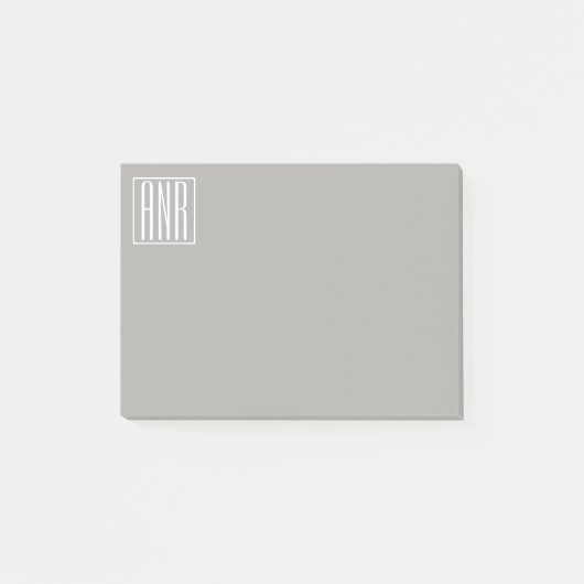Initialen Monogramm | Weiß auf Hellgrau Post-it Klebezettel (Vorderseite)