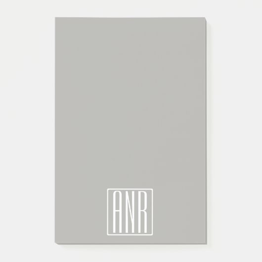 Initialen Monogramm | Weiß auf Hellgrau Post-it Klebezettel (Vorderseite)