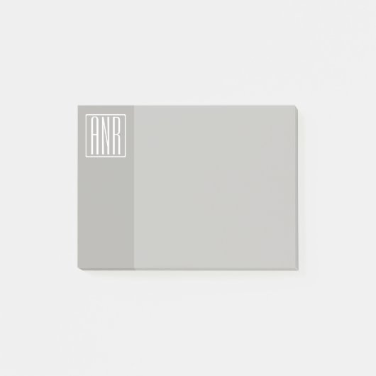 Initialen Monogramm | Weiß auf Hellgrau Post-it Klebezettel (Vorderseite)