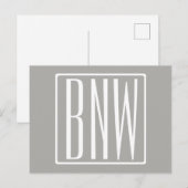 Initialen Monogramm | Weiß auf Hellgrau Postkarte (Vorne/Hinten)