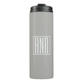 Initialen Monogramm | Weiß auf Hellgrau Thermosbecher (Vorderseite)