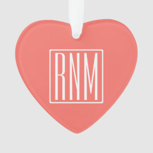 Initialen Monogramm   Weiß auf Koralle Ornament