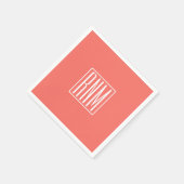 Initialen Monogramm | Weiß auf Koralle Serviette (Ecke)