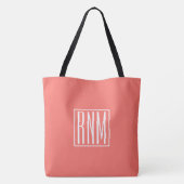 Initialen Monogramm | Weiß auf Koralle Tasche (Rückseite)