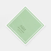 Initialen, Name und Datum auf blasser Salbei Hochz Serviette (Ecke)