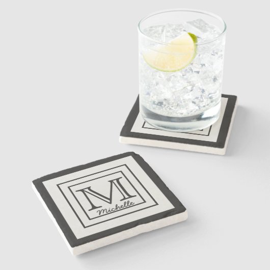 Initialen personalisierter Name Steinuntersetzer (Seitenansicht)