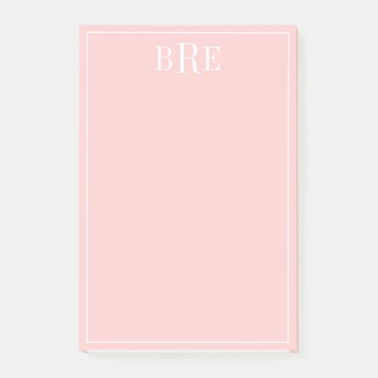 Initialen Pfirsich Post-it Klebezettel (Vorderseite)