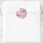 Initialen Rosa Kirschblüten Siegel Runder Aufkleber (Tasche)