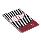 Initialen Streifen Netz Layered Black, White & Red Notizblock (Rechte Seite)